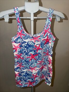 Lilly Pulitzer Pink and Blue Fitted Tank Top “Sea Shells”